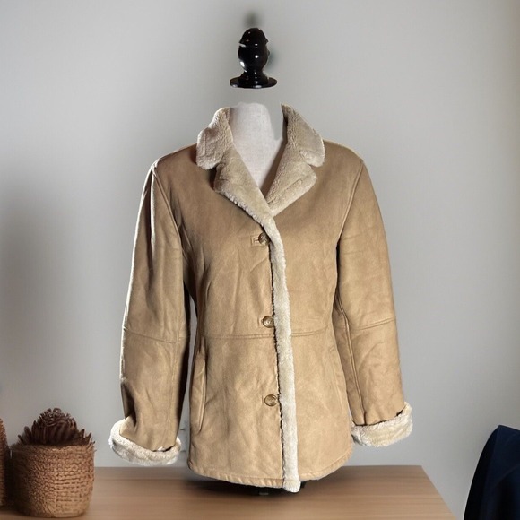 Talbots Jackets & Blazers - Talbots Faux Suede Fur Jacket S Rancher Coat Tan Barn Western Classic Cowgirl